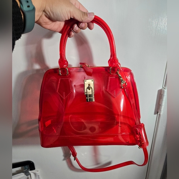 Samantha Thavasa Authentic Red PVC Clear Bag Crossbody/shouldwr Bag - Picture 2 of 16